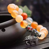 Natural Crystal Bracelet Bead With Elephant Lucky Tibetan Silver