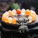 Natural Crystal Bracelet Bead With Elephant Lucky Tibetan Silver