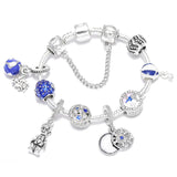 Enamel Unicorn Bracelet Bangle with Crystal Beads Charm for Women