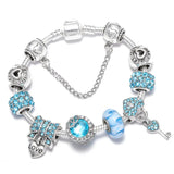 Enamel Unicorn Bracelet Bangle with Crystal Beads Charm for Women