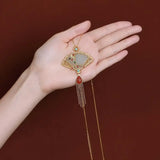 S925 Sterling Silver Gilding Hetian Jade Gray Jade Sweater Chain