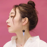 Glass Ball Astronaut Lady Dangle Earrings for Women