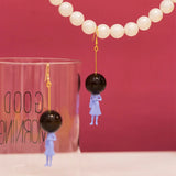 Glass Ball Astronaut Lady Dangle Earrings for Women