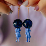 Glass Ball Astronaut Lady Dangle Earrings for Women