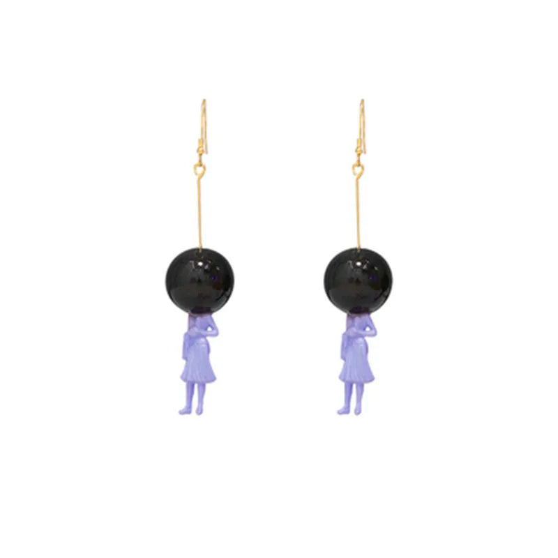 Glass Ball Astronaut Lady Dangle Earrings for Women