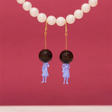 Glass Ball Astronaut Lady Dangle Earrings for Women