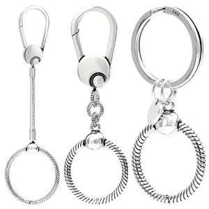 925 Sterling Silver Crown Bag Charm Holder Key Ring