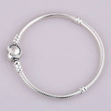 Crystal Wishful Heart Snake Chain Bracelet Bangle 925 Sterling Silver Bead Charm