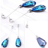 Crystal Water Drop Earrings Long Dangle Wedding Jewelry
