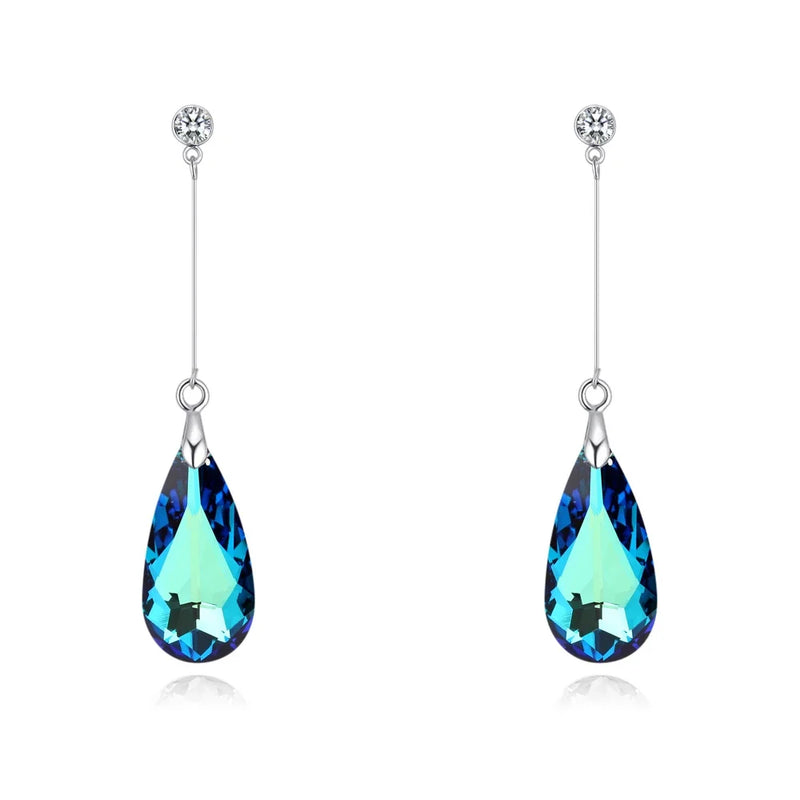 Crystal Water Drop Earrings Long Dangle Wedding Jewelry