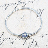 Snowflake Clasp Snake Chain Bracelet 925 Sterling Silver Bead Charm
