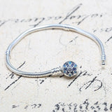 Snowflake Clasp Snake Chain Bracelet 925 Sterling Silver Bead Charm