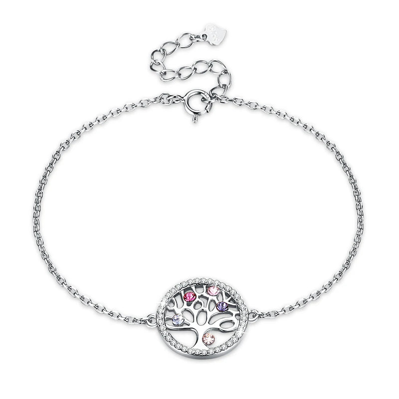 Austrian Crystal 925 Silver Tree Link Bracelet for Women