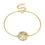 Austrian Crystal 925 Silver Tree Link Bracelet for Women