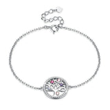 Austrian Crystal 925 Silver Tree Link Bracelet for Women