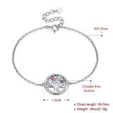 Austrian Crystal 925 Silver Tree Link Bracelet for Women