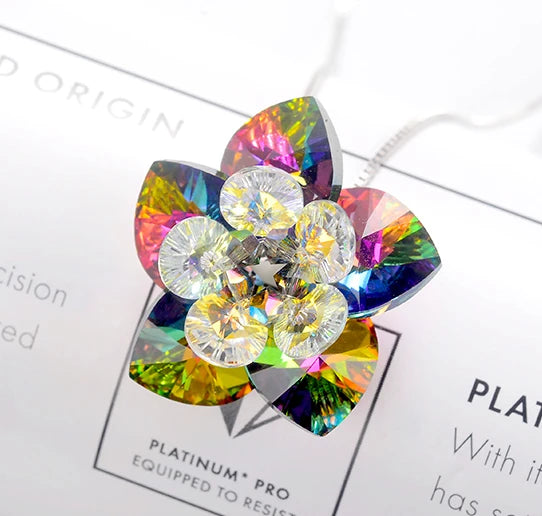Austria Crystal Flower Pendant Necklace For Women