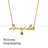 Name Projection Stone Necklace with Photos Personalized Jewelry