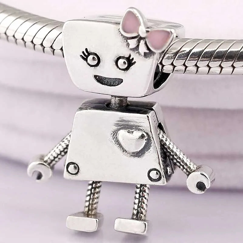 Robot Beads 925 Sterling Silver Charm Bracelet