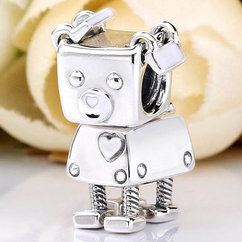Bobby Bot Dog Beads 925 Sterling Silver Charm Bracelet Bangle DIY Jewelry