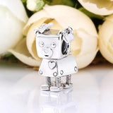 Bobby Bot Dog Beads 925 Sterling Silver Charm Bracelet Bangle DIY Jewelry