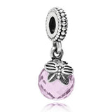 Pink & Purple Crystal Butterfly Pendant Beads for Charm Bracelet