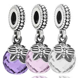 Pink & Purple Crystal Butterfly Pendant Beads for Charm Bracelet