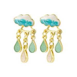 Cloud Raindrop Dangle Earrings Glaze Rain Charming Drop Jewelry Earings
