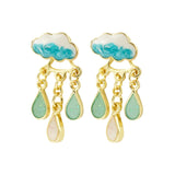Cloud Raindrop Dangle Earrings Glaze Rain Charming Drop Jewelry Earings