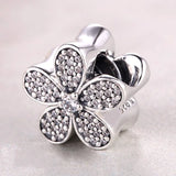 Daisy Flower Crystal Beads 925 Sterling Silver Charm Bracelet DIY Jewelry