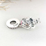 Red Enamel Peach Blossom Pendant Beads for 925 Silver Charm Bracelet