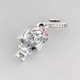 Red Enamel Peach Blossom Pendant Beads for 925 Silver Charm Bracelet