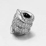 Sparkling Wrapped Snake Crystal Beads 925 Silver Charm Bracelet Bangle