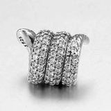 Sparkling Wrapped Snake Crystal Beads 925 Silver Charm Bracelet Bangle
