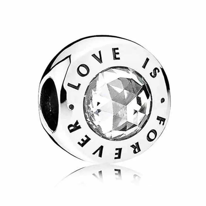 Family Love Heart Bead 925 Sterling Silver Charm Bracelet