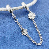 Daisy Flower Crystal Chain Beads 925 Silver Charm Bracelet
