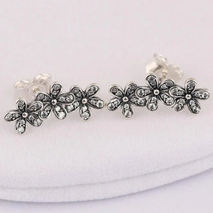 Dazzling Daisy Clusters Crystal Earring 925 Sterling Silver Wedding Gift