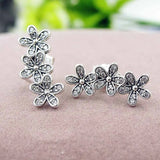 Dazzling Daisy Clusters Crystal Earring 925 Sterling Silver Wedding Gift