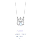 Zirconia Glass Pendant Necklace 925 Pure Silver for Women