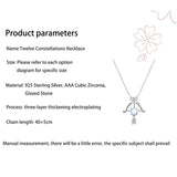 Zirconia Glass Pendant Necklace 925 Pure Silver for Women