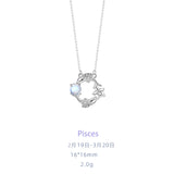 Zirconia Glass Pendant Necklace 925 Pure Silver for Women