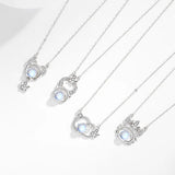 Zirconia Glass Pendant Necklace 925 Pure Silver for Women