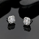 Asscher High Carbon Diamond Stud Earrings 925 Silver Ruby Earrings