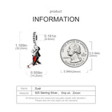 925 Silver Red Dress Dance Party Dangle Charm for Bracelet Necklace DIY