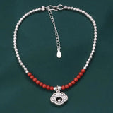 925 Silver Anklet South Red Agate Beads Gourd Ruyi Lock Foot Chain Women JL015