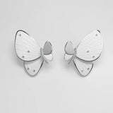 925 Silver Butterfly Zircon Stud Earrings Women's Fine Jewelry