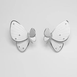 925 Silver Butterfly Zircon Stud Earrings Women's Fine Jewelry