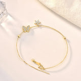 925 Silver Butterfly Bracelet for Women, Adjustable Size