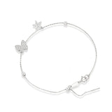 925 Silver Butterfly Bracelet for Women, Adjustable Size
