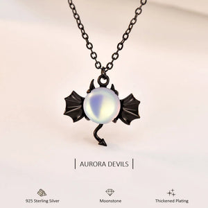 925 Silver Devil Pendant Necklace Moonstone Women Halloween Jewelry